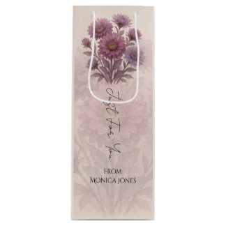 Aangepaste waterverf, Aster bloem Wijn Cadeautas