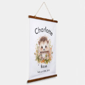 Aangepaste Waterverf Baby Hedgehog Naam & geboorte Hangend Wandkleed (Gebogen)