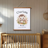 Aangepaste Waterverf Baby Hedgehog Naam & geboorte Hangend Wandkleed
