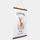 Aangepaste Waterverf Baby Herten Naam & Verjaardag Hangend Wandkleed (Gebogen)