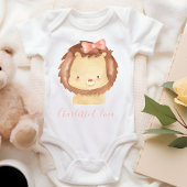 Aangepaste Waterverf Baby Lion Pink Bow Romper