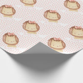 Aangepaste Waterverf Baby Lion Pink Floral Cadeaupapier (Hoek)