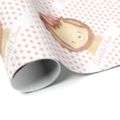 Aangepaste Waterverf Baby Lion Pink Floral Cadeaupapier (Rol Hoek)