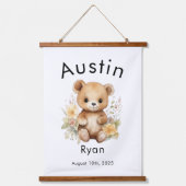 Aangepaste Waterverf Baby Naam en geboortedatum Be Hangend Wandkleed (Voorkant)