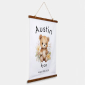 Aangepaste Waterverf Baby Naam en geboortedatum Be Hangend Wandkleed (Gebogen)