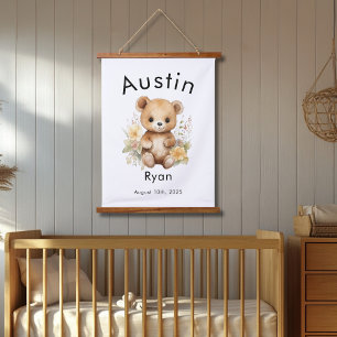 Aangepaste Waterverf Baby Naam en geboortedatum Be Hangend Wandkleed
