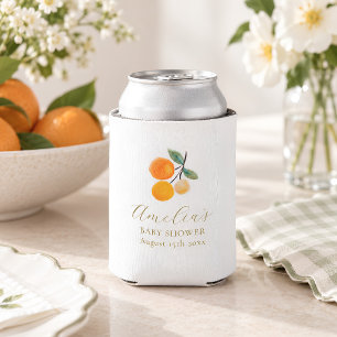 Aangepaste waterverf babyshower met sinaasappel ci blikjeskoeler
