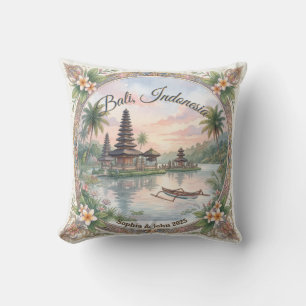Aangepaste waterverf Bali-huwelijksgeschenk Kussen