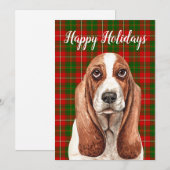 Aangepaste Waterverf Basset Hound Feestdagenkaart (Voorkant / Achterkant)