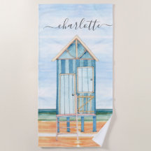 Aangepaste Waterverf Beach Hut Beach