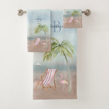 Aangepaste Waterverf Beach Scene Monogram naam
