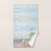 Aangepaste Waterverf Beach Scene Monogram naam Bad Handdoek (Handdoek)