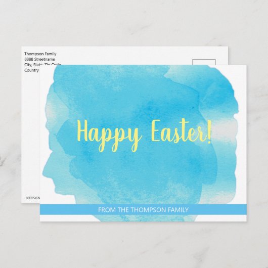 Aangepaste  waterverf bij Pasen Feestdagenkaart (Voorkant / Achterkant)