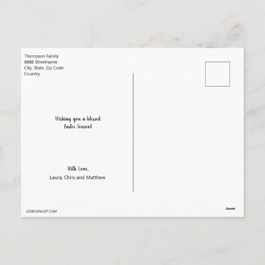 Aangepaste  waterverf bij Pasen Feestdagenkaart (Achterkant)