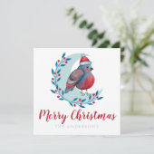 Aangepaste Waterverf Bird op Moon Christmas Kaart (Staand voorkant)