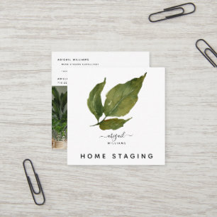 Aangepaste waterverf blad foto home staging vierkante visitekaartje