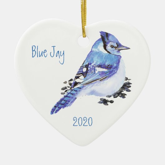 Aangepaste Waterverf blauwe jay Keramisch Ornament (Voorkant)