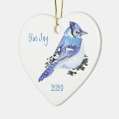 Aangepaste Waterverf blauwe jay Keramisch Ornament (Links)