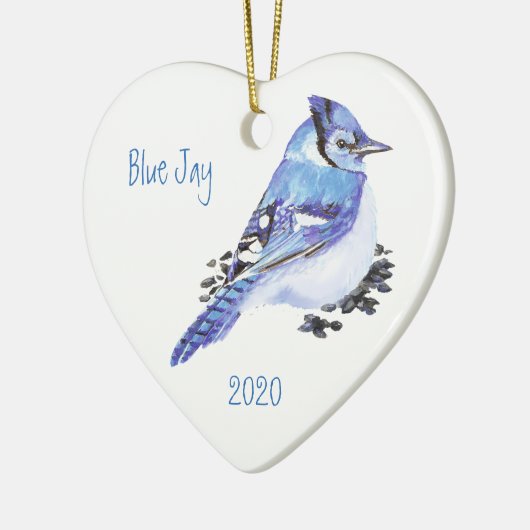 Aangepaste Waterverf blauwe jay Keramisch Ornament (Links)