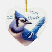 Aangepaste Waterverf blauwe jay Keramisch Ornament (Voorkant)