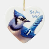 Aangepaste Waterverf blauwe jay Keramisch Ornament (Achterkant)