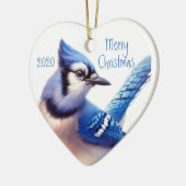 Aangepaste Waterverf blauwe jay Keramisch Ornament (Links)