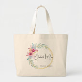 Aangepaste waterverf bloem Gouden Bruids Meisje Grote Tote Bag (Voorkant)