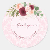 Aangepaste Waterverf Bloemen Baby shower Ronde Sticker (Voorkant)