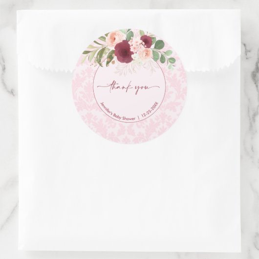 Aangepaste Waterverf Bloemen Baby shower Ronde Sticker (Tas)