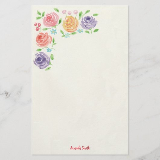 Aangepaste Waterverf bloemen Briefpapier (Voorkant)