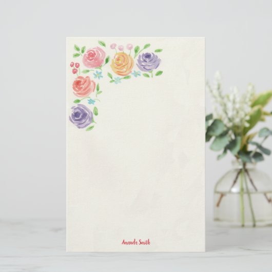 Aangepaste Waterverf bloemen Briefpapier (Staand voorkant)
