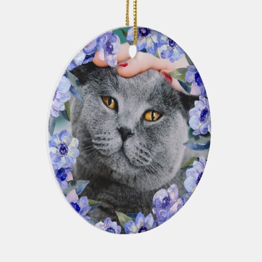 Aangepaste Waterverf bloemen Keramisch Ornament (Rechts)