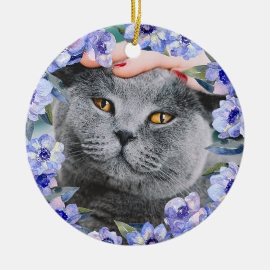 Aangepaste Waterverf bloemen Keramisch Ornament (Voorkant)