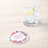 Aangepaste Waterverf bloemen Modern Elegant Weddin Ronde Kartonnen Onderzetter (Insitu)