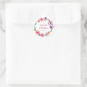 Aangepaste Waterverf bloemen Modern Elegant Weddin Ronde Sticker (Tas)