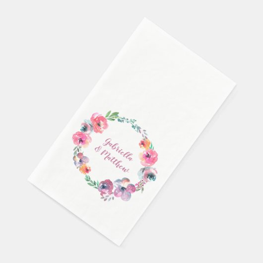 Aangepaste Waterverf bloemen Modern Elegant Weddin Servet (Hoek)