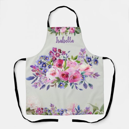 Aangepaste Waterverf bloemen pron Schort (Voorkant)