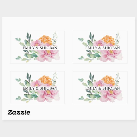 Aangepaste Waterverf bloemen Rechthoekige Sticker (Vel)