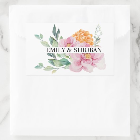 Aangepaste Waterverf bloemen Rechthoekige Sticker (Tas)