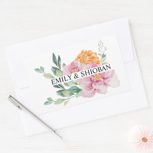 Aangepaste Waterverf bloemen Rechthoekige Sticker (Envelop)