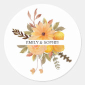 Aangepaste Waterverf bloemen Ronde Sticker (Voorkant)