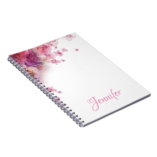 Aangepaste Waterverf bloemen Rozen Elegant Modern Notitieboek (Rechterzijde)