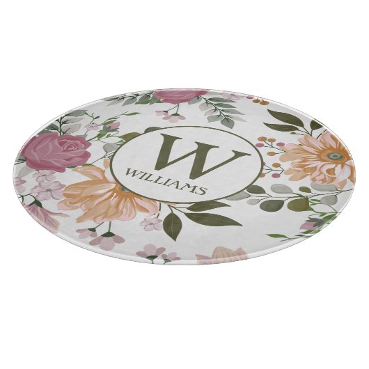 Aangepaste Waterverf bloemen Snijplank (Hoek)