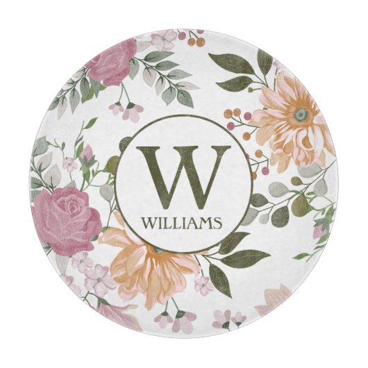 Aangepaste Waterverf bloemen Snijplank (Voorkant)