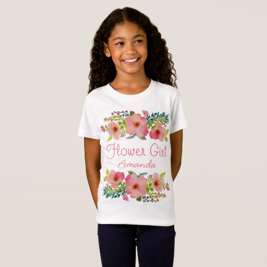 Aangepaste waterverf bloemen t-shirt (Voorkant volledig)