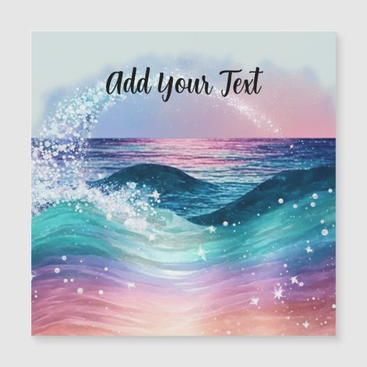 Aangepaste Waterverf Blue Ocean Wave Foto met Naam (Voorkant)