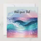 Aangepaste Waterverf Blue Ocean Wave Foto met Naam (Voorkant)