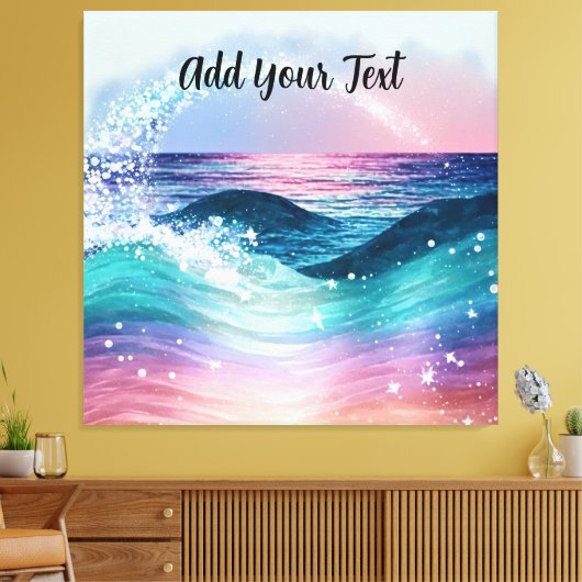 Aangepaste Waterverf Blue Ocean Wave Foto met Naam Canvas Afdruk (Insitu (Woonkamer))