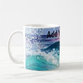 Aangepaste Waterverf Blue Ocean Wave Foto met Naam Koffiemok (Links)