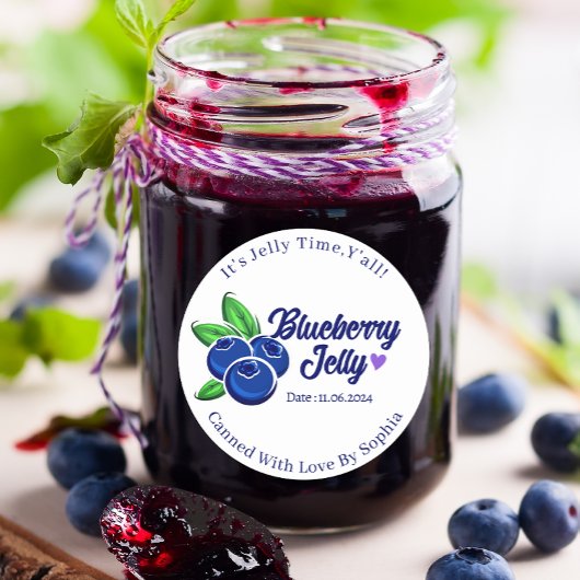 Aangepaste Waterverf Blueberry inbliklabels keuken Ronde Sticker